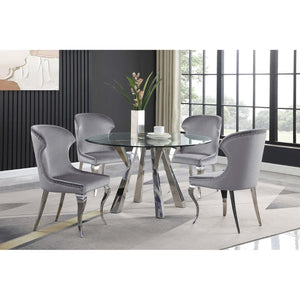 English Elm Daphne Velvet Wingback Dining Chairs with Nailhead Trim and Cabriole Legs Set of 2 B062S01463
