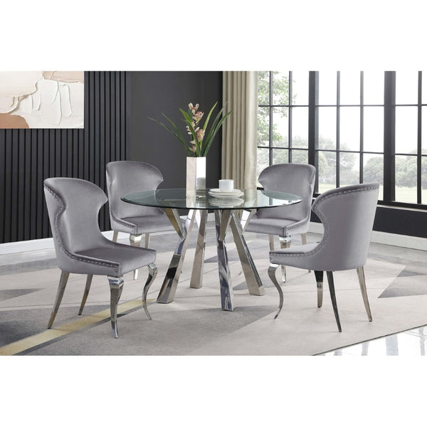 English Elm Daphne Velvet Wingback Dining Chairs with Nailhead Trim and Cabriole Legs Set of 2 B062S01463