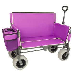 English Elm 3-in-1 Folding Wagon with Convertible Bench Seat Steel Frame 500lb All Terrain Purple W2932P390468