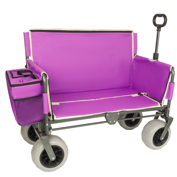 English Elm 3-in-1 Folding Wagon with Convertible Bench Seat Steel Frame 500lb All Terrain Purple W2932P390468