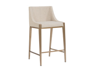 Sunpan Dionne Counter Stool - Modern Design with Antique Brass Legs for Chic Dining and Kitchen Spaces Monument Oatmeal