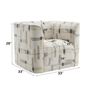 English Elm Darya 3Pcs Suede/Fabric Living Room Set — Beige Brown Multi 1 Chair Swivel, Loveseat & Sofa, Pocket Coil Comfort B2726S00465