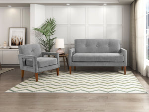 English Elm Modern Belfort Living Room 2pc Set Loveseat and Chair in Chenille with Reversible Cushions, Walnut Legs, Easy Care Gray 55.5 L x 29.25 W x 17.5 H B011S01691