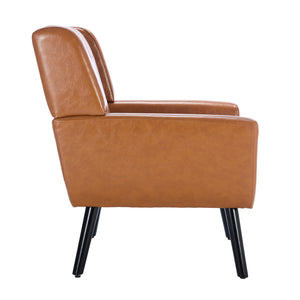 English Elm Modern Soft Leather Accent Chair with Ergonomic PU Upholstery, Solid Wood Black Legs, 250lb Capacity, Compact Living Room Seat W676P174742