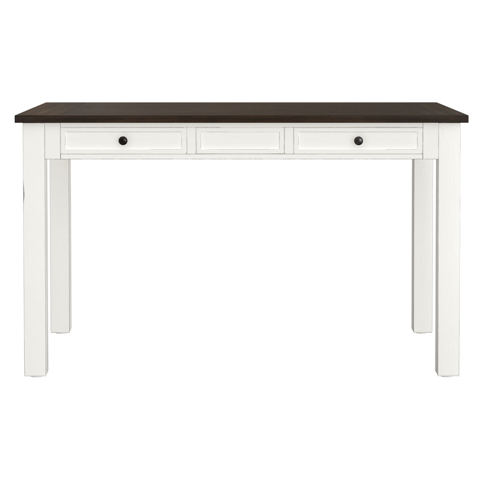 English Elm Wallace & Bay - Brown 6-Piece Gathering Dining Set in Cocoa & Milk White Finish — Durable Wood, Low-Maintenance Style B361P384464