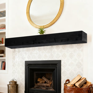 English Elm 48'' Solid Fir Wood Floating Mantel Shelf Farmhouse Style for Living Room Walls Black W2640P386614