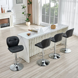 English Elm Set of 2 Adjustable Tufted Pu Barstools with Chrome Base for Kitchen or Pub W3875P382613