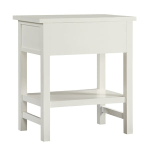 English Elm Finley Rustic 1-Drawer Nightstand with Open Shelf, Distressed Wood Finish, Dovetail Drawer Craftsmanship Antique White B050P376951