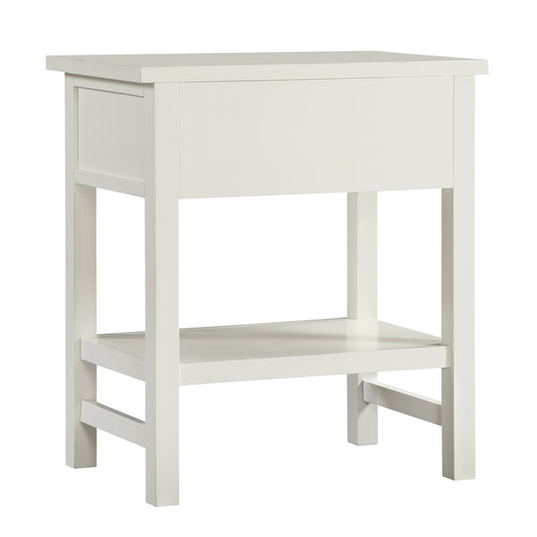 English Elm Finley Rustic 1-Drawer Nightstand with Open Shelf, Distressed Wood Finish, Dovetail Drawer Craftsmanship Antique White B050P376951