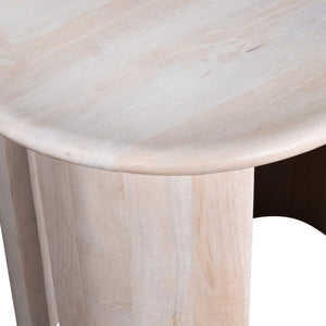 English Elm Rustic Oval Side Table in Oak Mango Wood Finish with Double Pedestal, Durable 24"L x18"W x24"H Accent B2741P286093