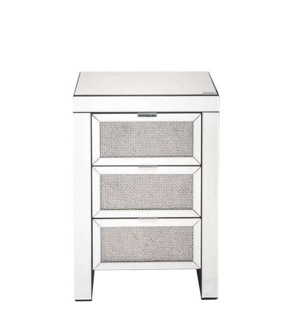 English Elm Noralie Glam Mirrored 3 Drawer Accent Table with Faux Diamond Acrylic Inlay B2726P457629