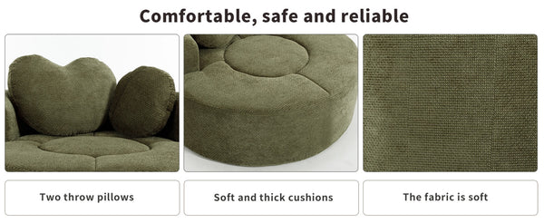 English Elm Round Cloud Sofa Bed Waffle Fabric Memory Foam Convertible Couch for Small Space Living Green W3224P492032
