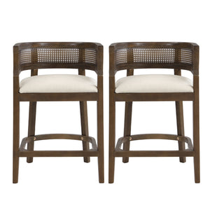 English Elm Christopher Knight Home® - Wood Upholstered Arm Counter Stools Set Of 2 - Beige & Walnut - Stylish Comfort For Your Kitchen N771P265580T
