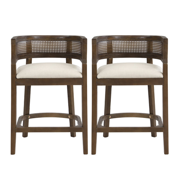 English Elm Christopher Knight Home® - Wood Upholstered Arm Counter Stools Set Of 2 - Beige & Walnut - Stylish Comfort For Your Kitchen N771P265580T