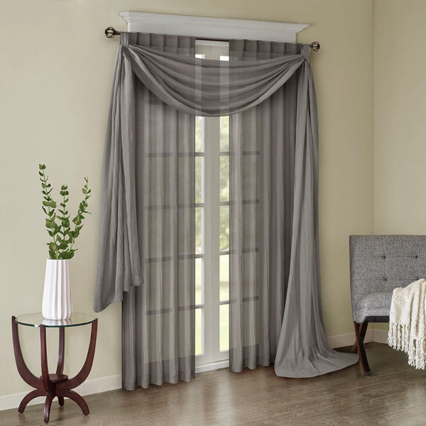 English Elm Solid Crushed Curtain Panel Pair - Elegant Sheer Window Treatments For Light Filtering & Style B03598148-GIGA