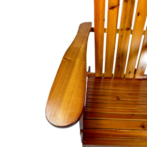 English Elm Outdoor Wood Adirondack Chair Foldable Oak Finish — Solid Hardwood, Wide Seat & Arms, Portable Comfort W495P286083