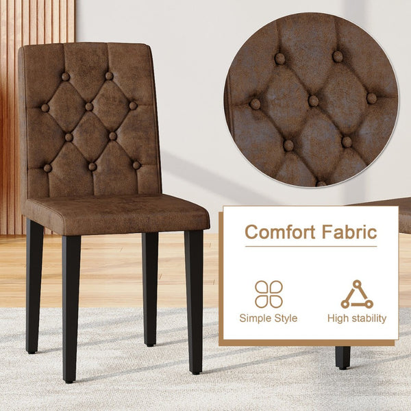 English Elm 42 Inch Round Dining Set Mdf Wood Grain Table with Tufted Suede Chairs for Four W1151S04474