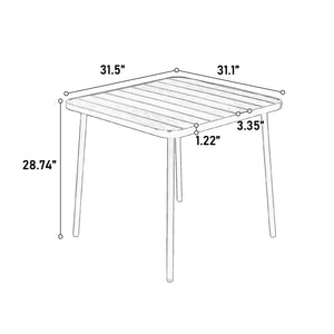 English Elm 5-Piece Wicker Outdoor Dining Set with Square Steel Tabletop, Umbrella Hole, Ergonomic Chairs Brown W640S00047