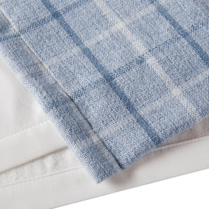 JLA Home Madison Park - Plaid Thermal Fleece Lined Curtain Panel — Heavyweight Plaid Insulating Drapery for Cozy, Filtered Light Denim Blue MP40-8740