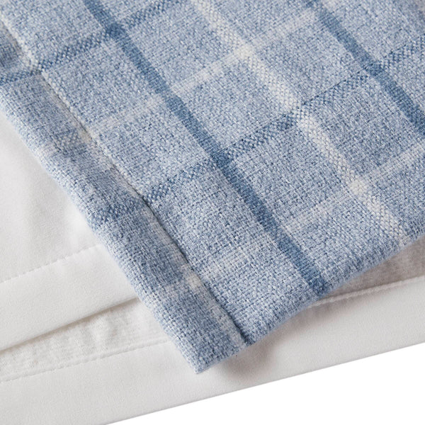 JLA Home Madison Park - Plaid Thermal Fleece Lined Curtain Panel — Heavyweight Plaid Insulating Drapery for Cozy, Filtered Light Denim Blue MP40-8740