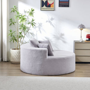 English Elm 55"l Teddy Fleece Round Chaise Chair Plush Foam Seating for Modern Living Rooms Gray W1669P368377