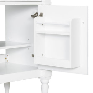 English Elm 30" Freestanding Bathroom Vanity Rubberwood Frame Ceramic Sink Flip Drawer Storage White N725P356062K