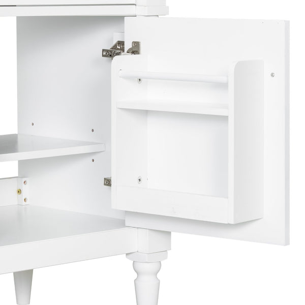 English Elm 30" Freestanding Bathroom Vanity Rubberwood Frame Ceramic Sink Flip Drawer Storage White N725P356062K