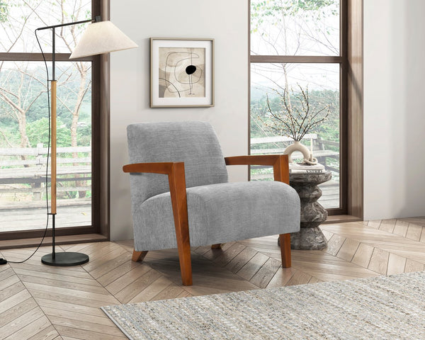 English Elm Ultra-Modern Mid-Century Chenille Armchair with Chestnut Solid Wood Frame, Dacron Foam Comfort, Stylish Seating for Living Room Gray 30.25 L x 28.75 W x 17.25 H B011P308550