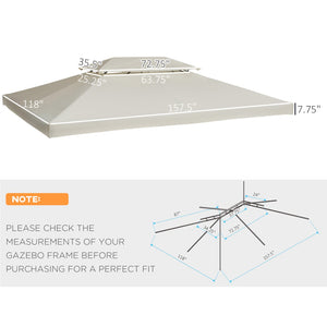 English Elm Outsunny Two-tier Vented Gazebo Replacement Canopy Uv Polyester Cover Cream White W2225P200888