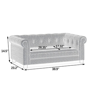 English Elm Elegant Linen Pet Sofa with Cushioned Seat for Dogs Scandinavian Modern Living Room W487P271480