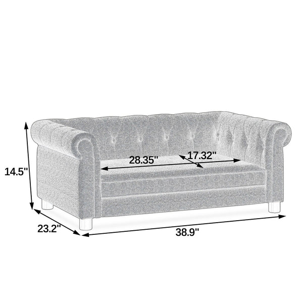 English Elm Elegant Linen Pet Sofa with Cushioned Seat for Dogs Scandinavian Modern Living Room W487P271480