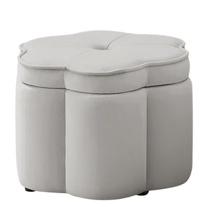 English Elm Set of 2 Flower Petal Velvet Storage Ottomans Sculptural Nesting Seating for Living Room Gray W2186P440354