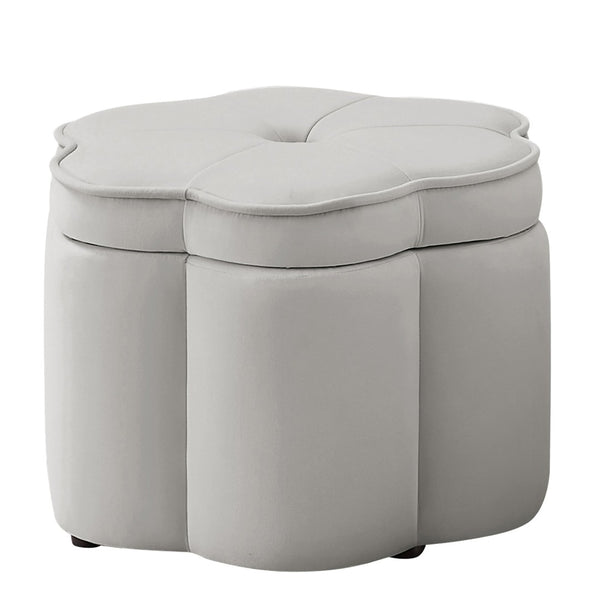 English Elm Set of 2 Flower Petal Velvet Storage Ottomans Sculptural Nesting Seating for Living Room Gray W2186P440354