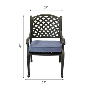 English Elm Sparta Modern Dining Arm Chair Antique Navy Blue — Weather-Resistant Aluminum, Lattice Back, Cushions B01051445