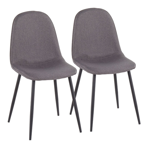English Elm Contemporary Steel Frame Dining Accent Chair Set Upholstered in Charcoal Fabric B202P223630