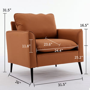 English Elm TS Cat paw leather upholstered sofa modern Nordic retro lounge chair with breathable faux-leather comfort pillows Brown W2311P345746