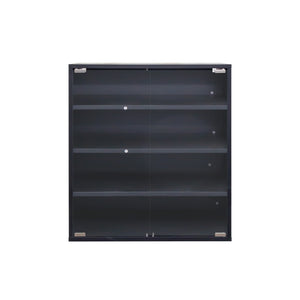 English Elm Shoe Display Case with RGB LED Remote, Tempered Glass Stackable Organizer for Sneakers Showcase Black W331P242617