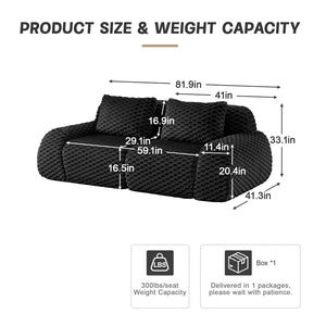English Elm 82" Modular Sectional Sofa Flannelette Upholstery Deep Seat No Assembly Living Room Black W714P377097