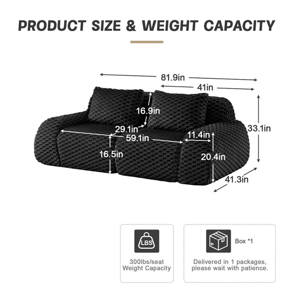 English Elm 82" Modular Sectional Sofa Flannelette Upholstery Deep Seat No Assembly Living Room Black W714P377097