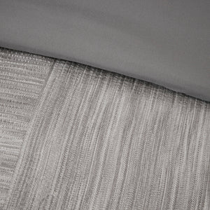 English Elm 7 Piece Printed Seersucker Comforter Set - Modern Grey Ensemble For Queen Bed With Decorative Pillows B03597114