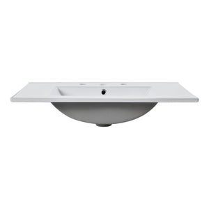 English Elm 36'' Bathroom Vanity with Ceramic Sink Combines Retro Solid Wood Frame, Soft-Close Drawers & Ample Storage Black N710P195628B