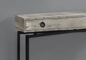 English Elm Accent Table Rustic Wood-Look End Table with Black Metal X Base, Nightstand with Drawer for Living Room Grey 52 L x 15 W x 6 H B2710P219290