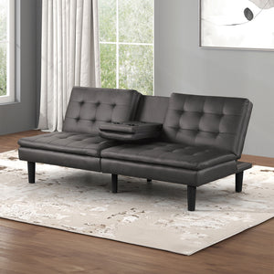 English Elm Futon Modern convertible sofa bed with chrome-reinforced metal legs, foam cushions, sleek engineered frame Gray 44 L x 37 W x 15 H B2741P363836