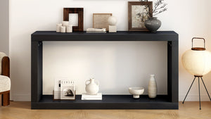 English Elm U_Style Modern Minimalist Square Console Table – Sleek Entryway Design For Foyers & Living Rooms N711P245613B-GIGA