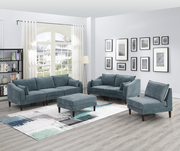 English Elm 6pcs Modular Sofa Set Modular Sectional 6-Piece Morgan Mineral Fabric Modern Suede-Look Comfort Zone B011S01581