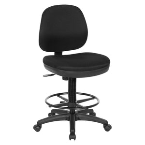 OSP Home Furnishings Contemporary Drafting Chair with Lumbar Support and Flex Back for Studio or Lab Use A Grade Fabric DC800-A