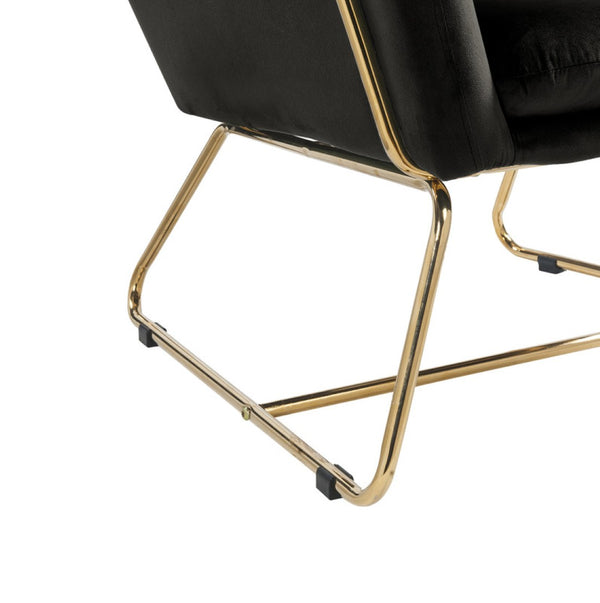 English Elm Kyra Velvet Accent Chair with Gold Metal Legs for Glam Living Room Decor Black B2749P413365