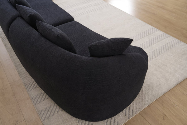 English Elm Compression Foam Curved Sectional Chenille Sleeper Sofa for Modern Living Rooms W2231S00051