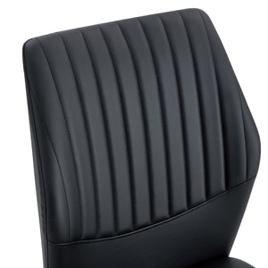 English Elm Luxury Simple Chair Set Of 4 - Elegant Black Pu Leather Dining Chairs With Stylish Silver Legs W1151P282690