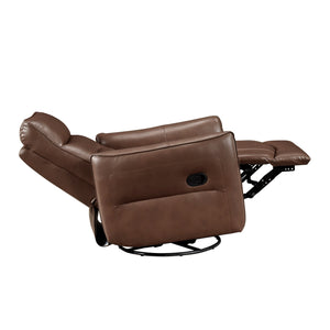 English Elm 1pc Swivel Glider Recliner Chair in Top Grain Leather with 360° Spin, Pocket Coil Support, Durable Solid Wood Frame Brown Mix 37.25 L x 29.5 W x 32.5 H B011P329242